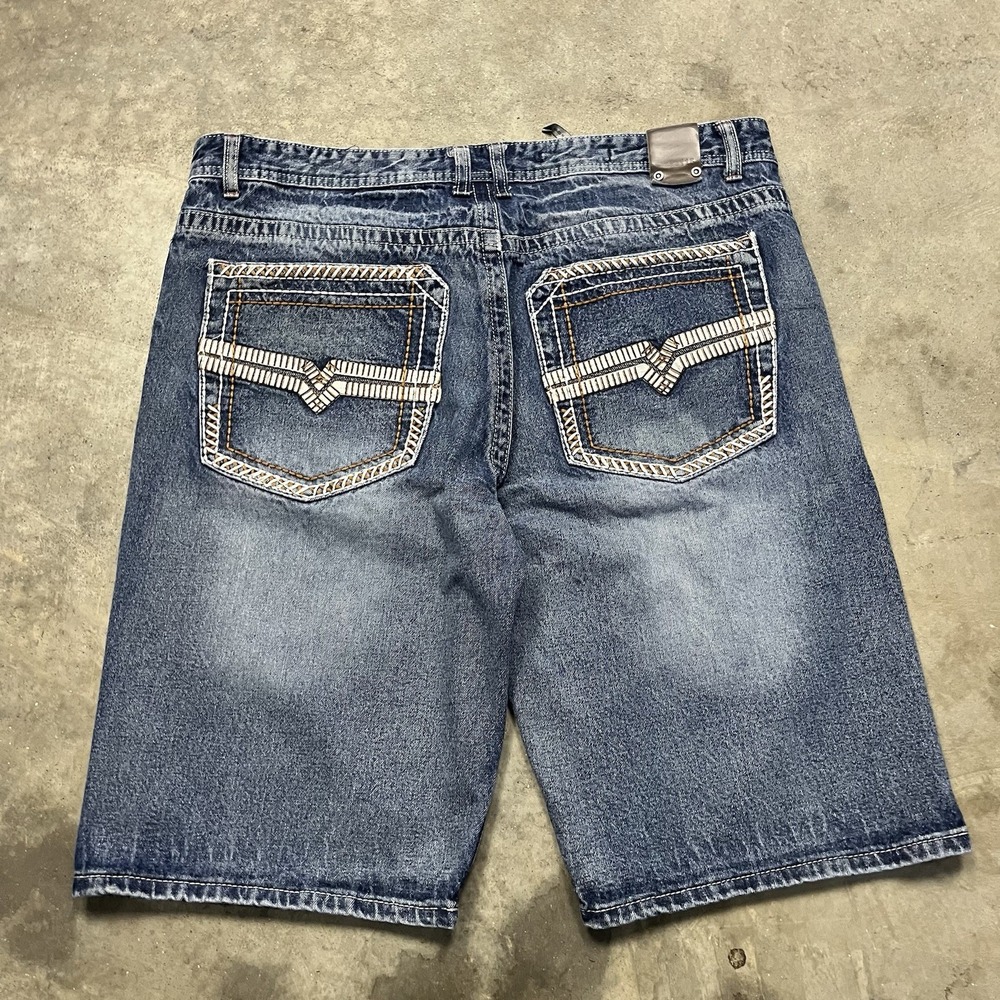 VTG G Star GS115 Bruce Jean Shorts Jorts Mens 38Wx12L Blue Slim Fit Y2k Bling